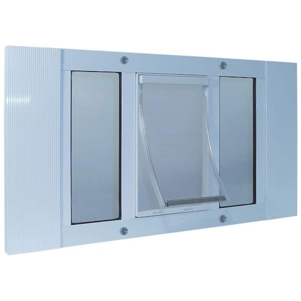 Ideal Pet Products 7 in. x 11.25 in. Medium White Original Pet and Dog Door Insert for 33 in. to 38 in. Wide Aluminum Sash Window