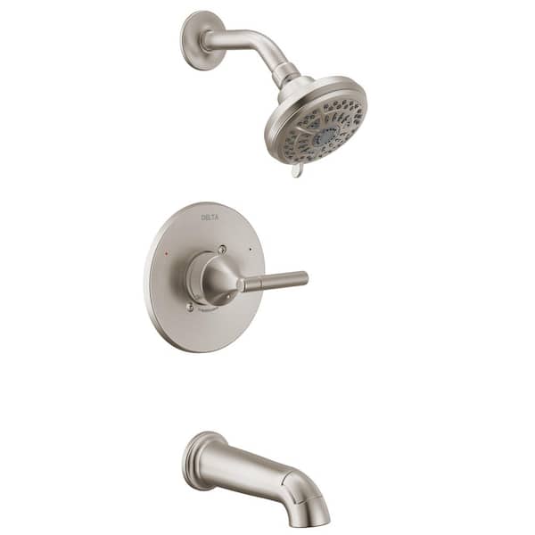 Foundations Design Series Modern Single Handle 6-Spray Tub and Shower Faucet 1.75 GPM in Brushed Nickel Valve Included