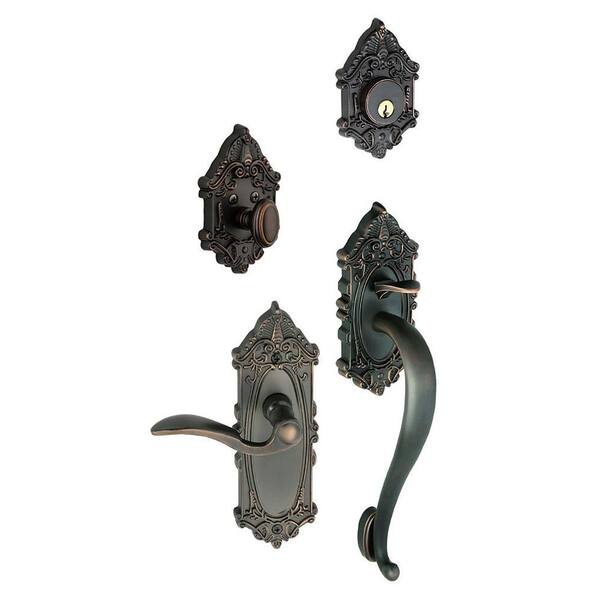 Grandeur Grande Victorian Single Cylinder Timeless Bronze S-Grip Handleset with Right Handed Bellagio Lever