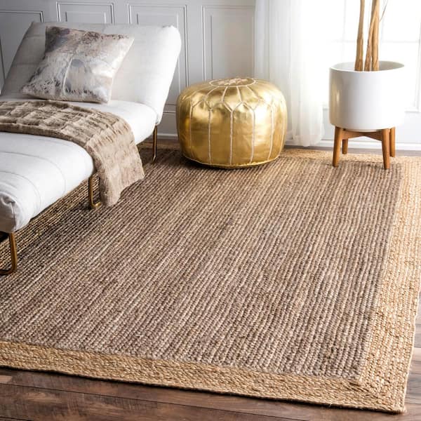Elanora Farmhouse Bordered Jute Gray Doormat 2 ft. x 3 ft.  Area Rug