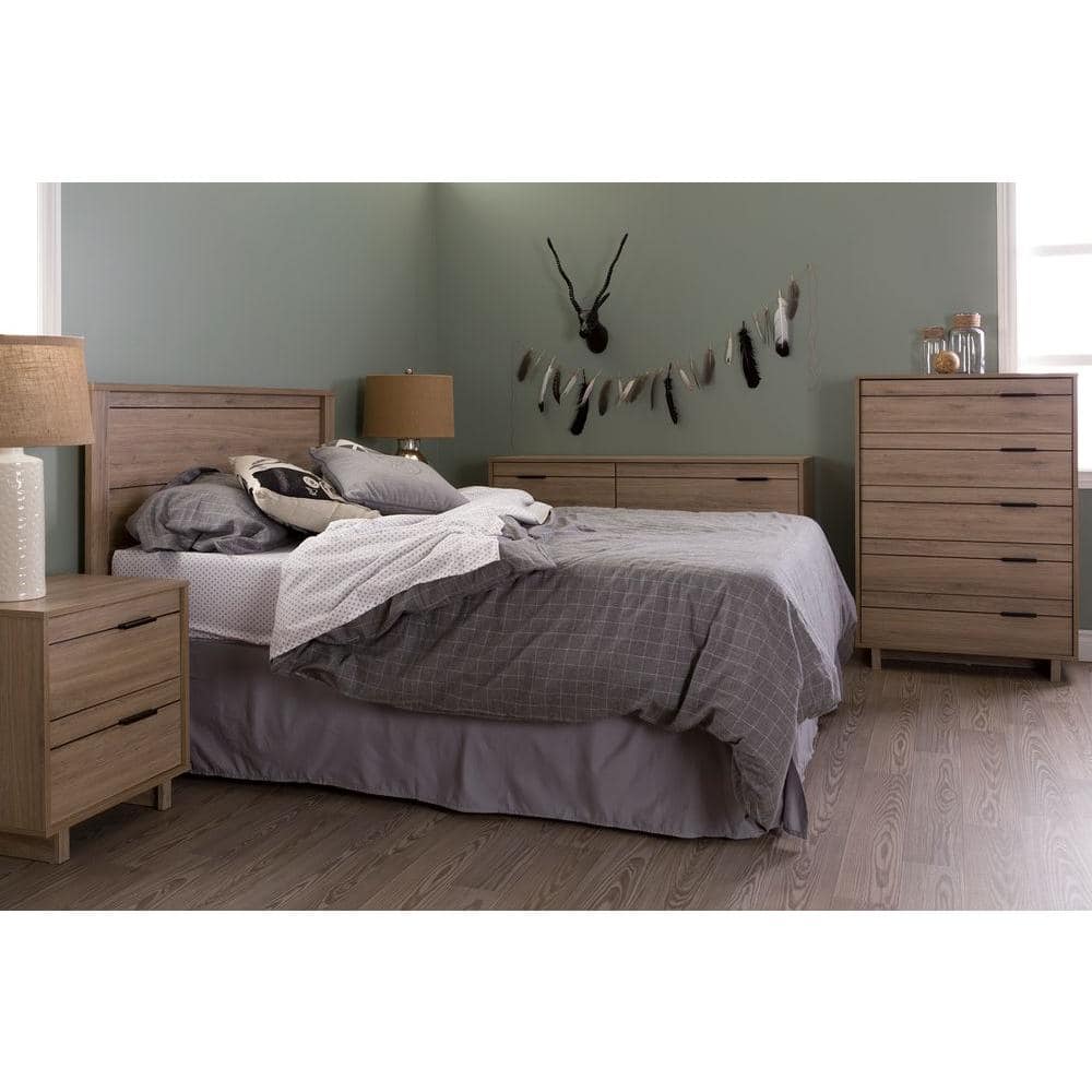 Rustic Oak Double 6-Drawer Dresser with Metal Pulls