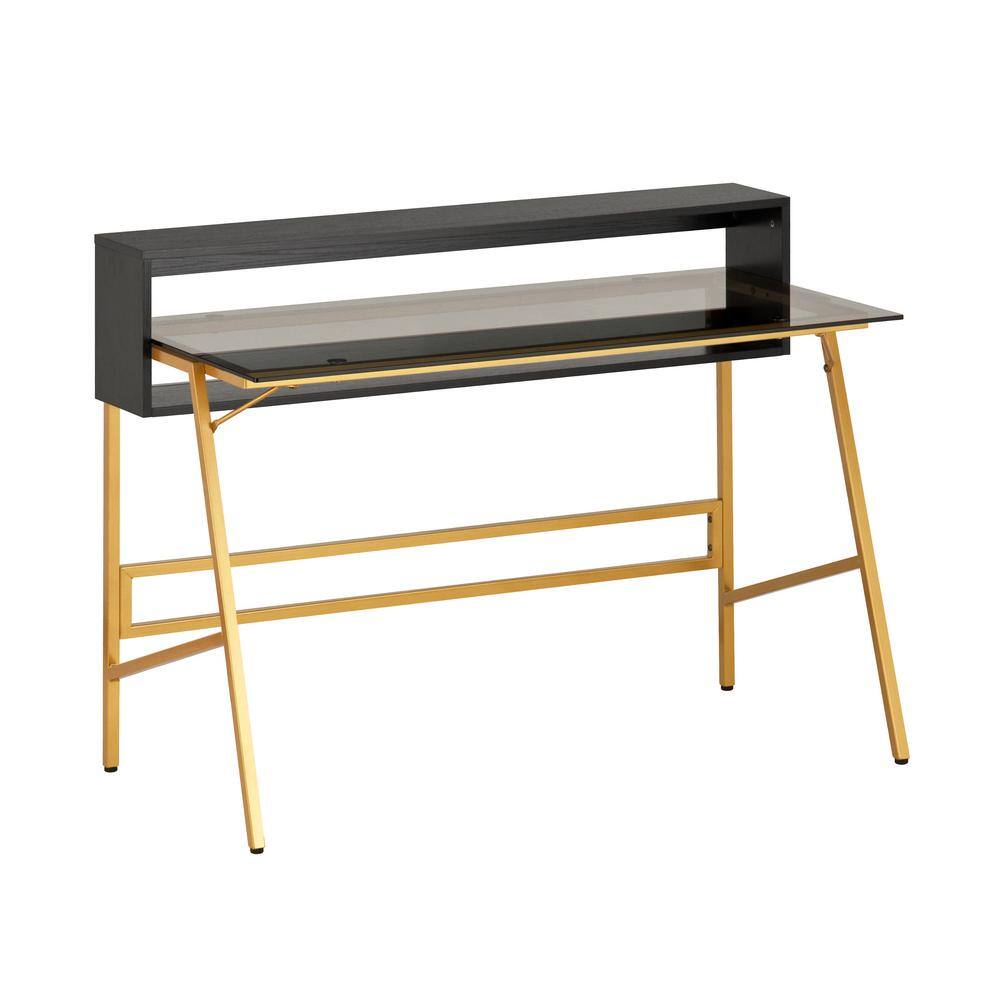 Mid-Century Modern Gray 50" Glass Top Writing Desk
