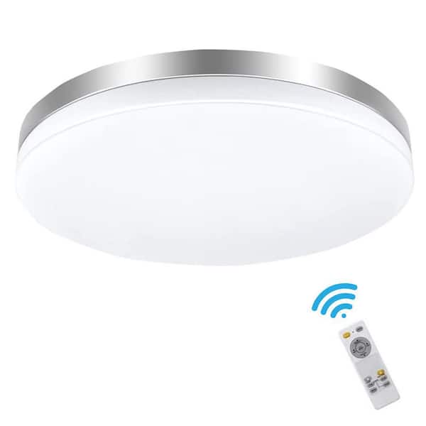 TAIFOND 13 in. Silver Dimmable LED Flush Mount Ceiling Light with Remote Control
