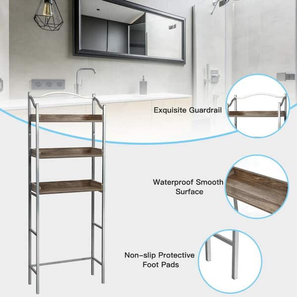25 in. W 3-Shelf Over-The-Toilet Freestanding Storage Organizer Toilet Rack  HYWY-63999BN - The Home Depot