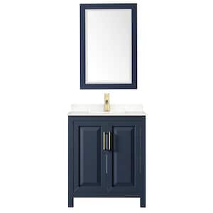 Daria 30 in. W x 22 in. D Single Vanity in Dark Blue w/ Cultured Marble Vanity Top in Light-Vein Carrara w/ Basin&Mirror