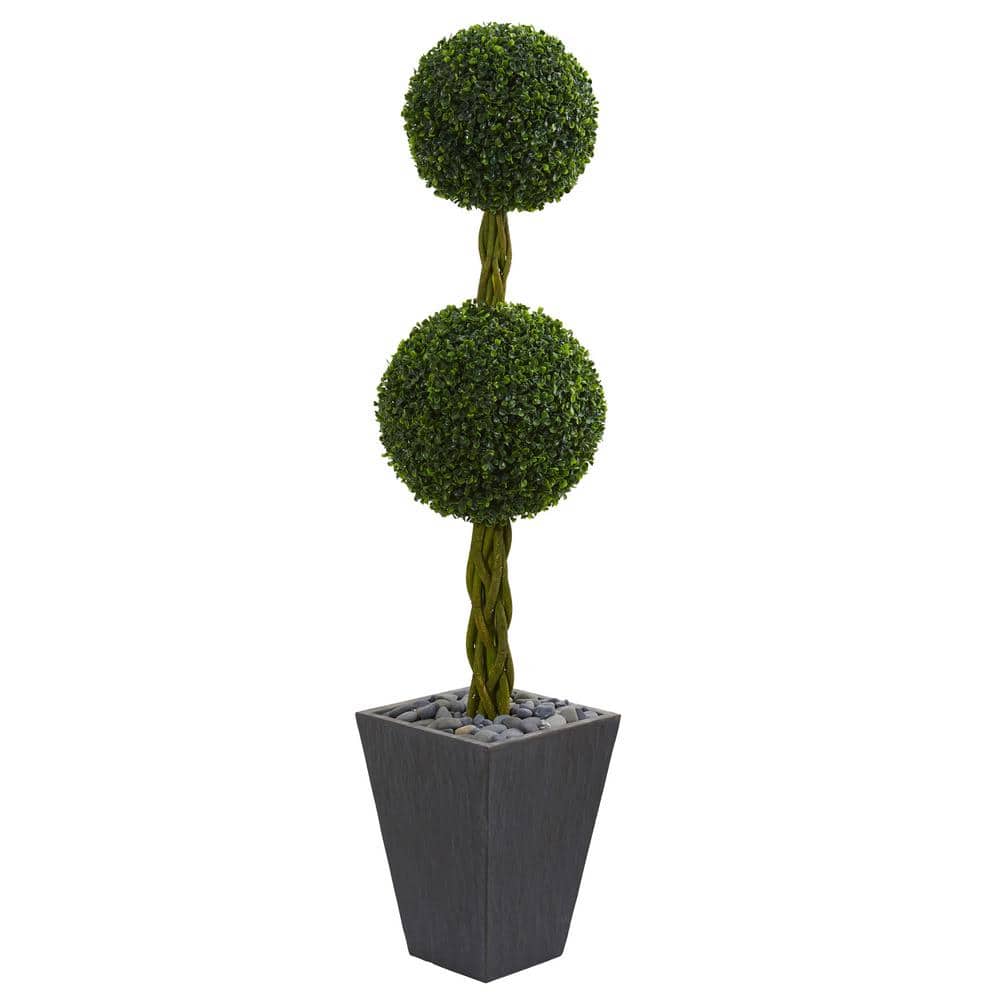 Nearly Natural 5 ft. High Indoor/Outdoor Double Ball Boxwood Topiary