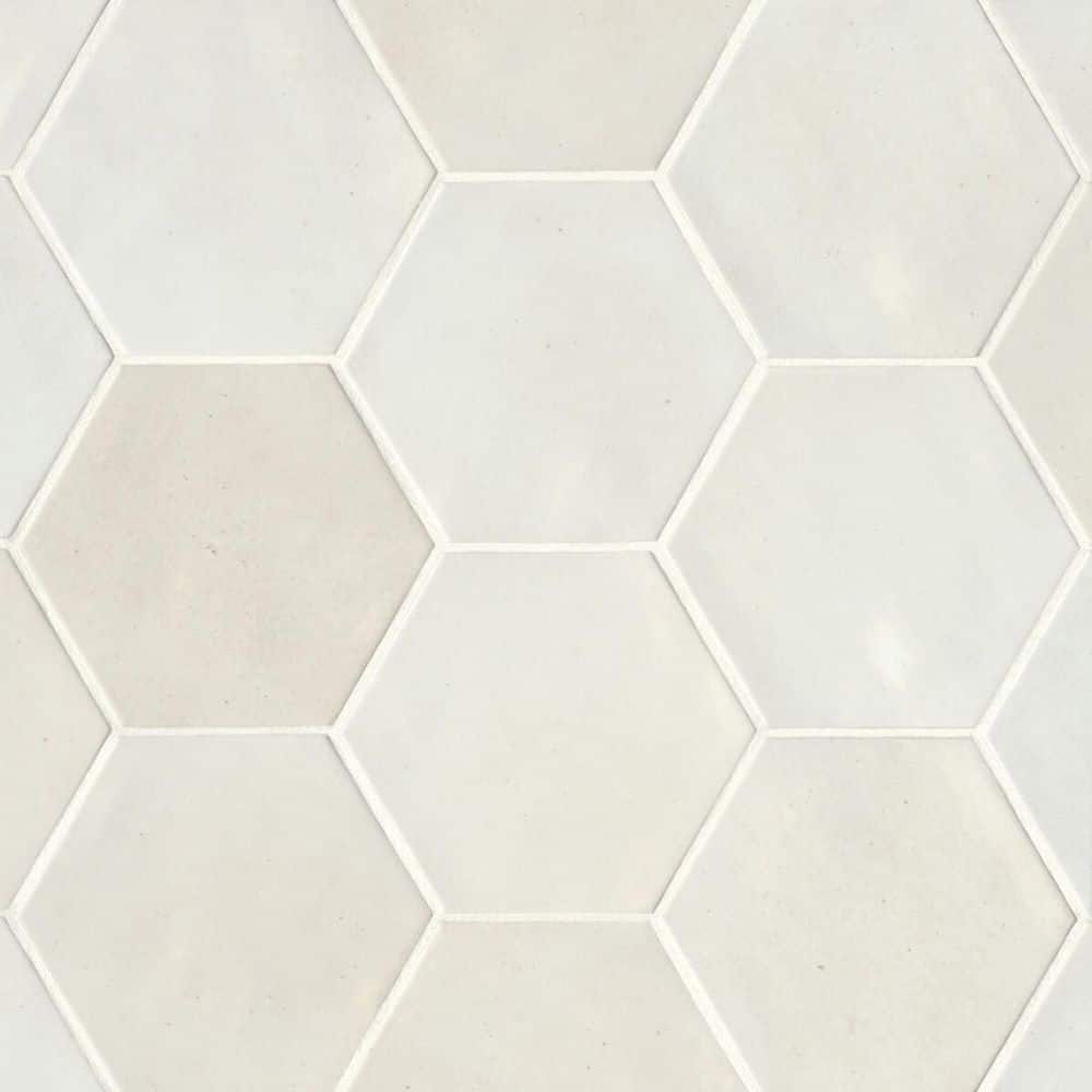 Sample-Celine 4 in. x 4.5 in. Matte Hexagon Porcelain Tile in Greige price history on PriceWatchPro
