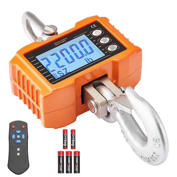 Digital Crane Scale, 2200 lbs. /1000 kg, Industrial Heavy Duty Hanging Scale with Remote Control, Cast Aluminum Case