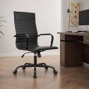 Leisuremod Harris High Back Leather Desk Swivel Armrests Modern