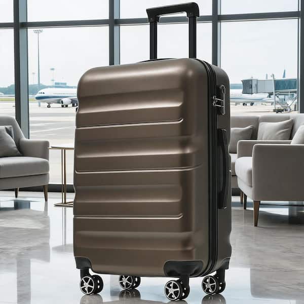 LIVACA 4-Piece Brown Hardshell ABS Plastic Lightweight Luggage Set