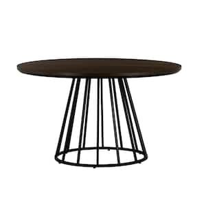 Motion Dark Gray Oak and Metal Round Dining Table