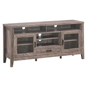 59 in. TV Stand Tall Entertainment Center Hold up to 65 in. TV with Glass Storage and Drawer