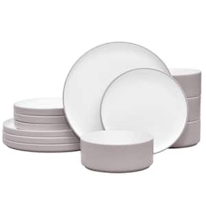 Colortex Stone Taupe Porcelain 12-Piece Dinnerware Set, Service for 4