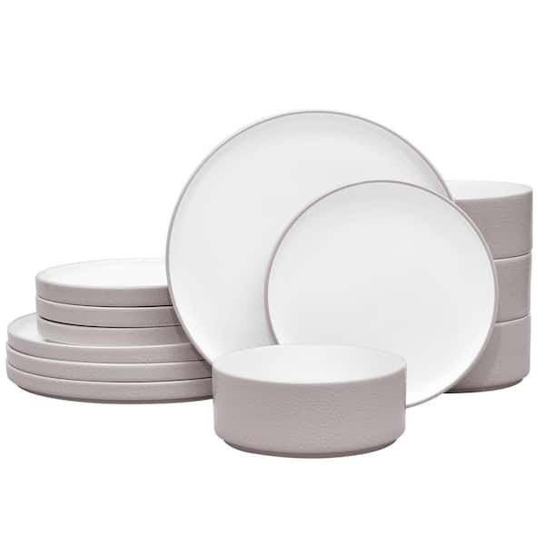 Noritake Colortex Stone Taupe Porcelain 12-Piece Dinnerware Set, Service for 4