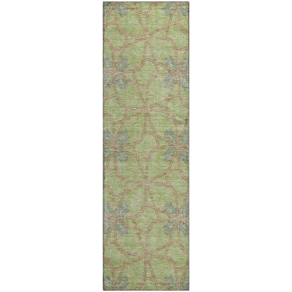 Addison Rugs Mayfield Premium Machine Washable Abstract AMF958 Aloe 2 ft. 3 in. x 7 ft. 6 in. Runner Rug