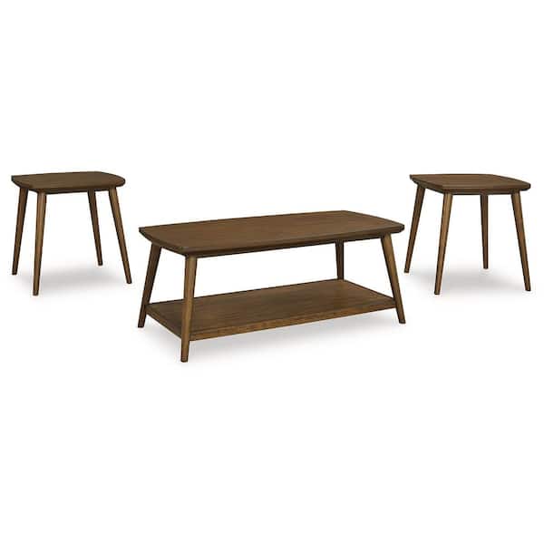 Lyncott 47.63 in. Brown Rectangle MDF Coffee Table (Set of 3)