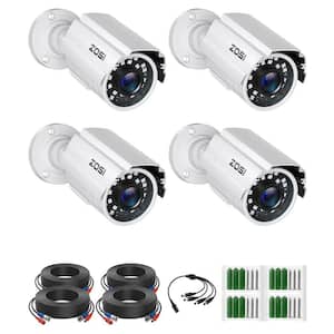 White Wired 1080p Outdoor Bullet TVI Security Camera Compatible with TVI DVR (4-Pack)