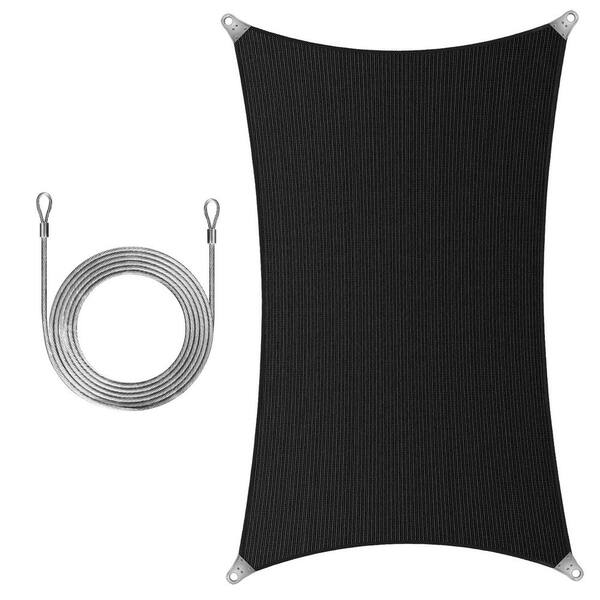 Super Ring 20 ft. x 24 ft. Sun Shade Sail with Cable-Black