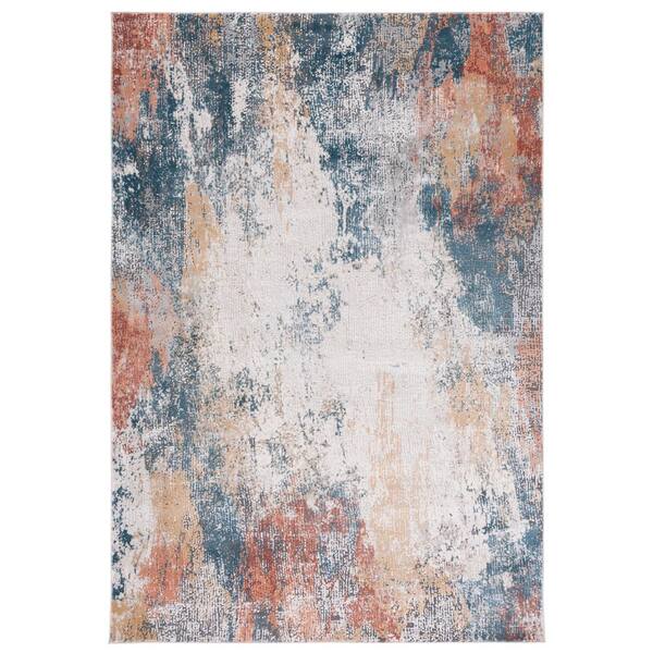 Reflection 7 ft. x 9 ft. Gray/Blue Abstract Area Rug