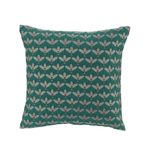 18 in. x 18 in. Teal Bees Patterned Polyester Pillow