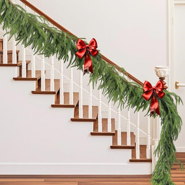 6 ft. Green Artificial Norfolk Pine Garland Christmas Garland Set