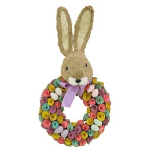 24 in. Bunny Head Topped Floral Wreath