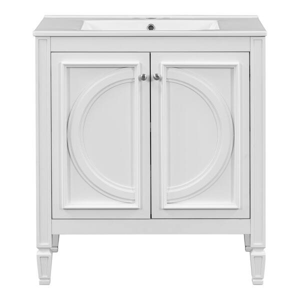 30 Inch Bathroom Vanity With Ceramic Sink – Light Green, Soft-Close Doors & Drawers, Storage Cabinet, Modern Design