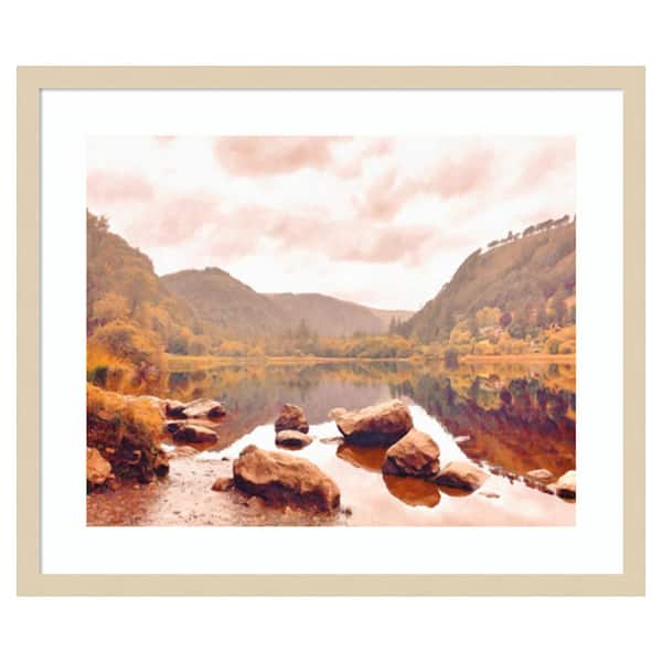 Amanti Art Lakeside in Autumn by Grafitee Studios 25 in. W x 21 in. H. Wood Framed Wall Art Print Framed in Brown