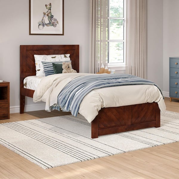AFI Canyon Walnut Brown Solid Wood Twin Platform Bed with Matching Footboard