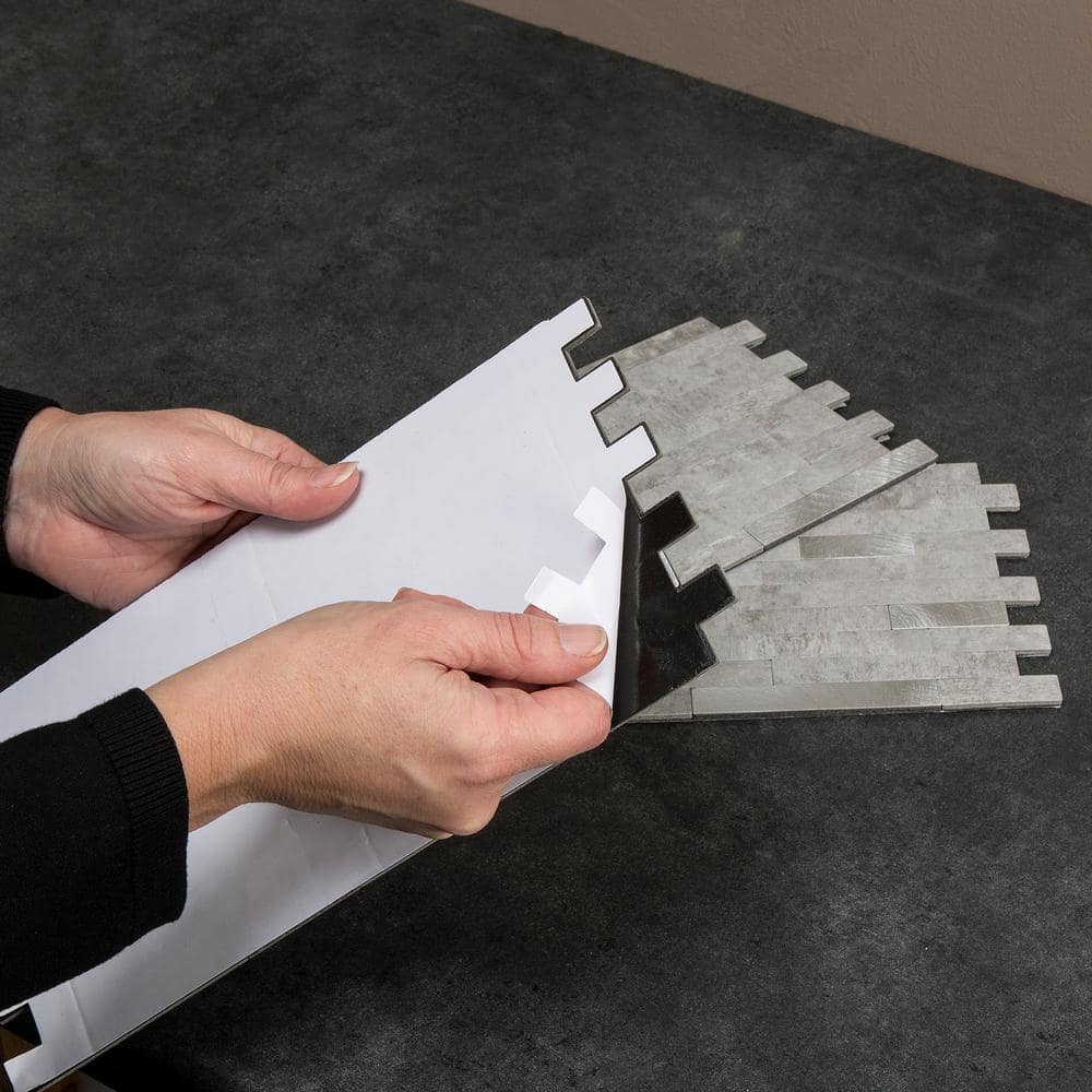 Cloud Shimmer Gray Composite Peel and Stick Backsplash Tiles