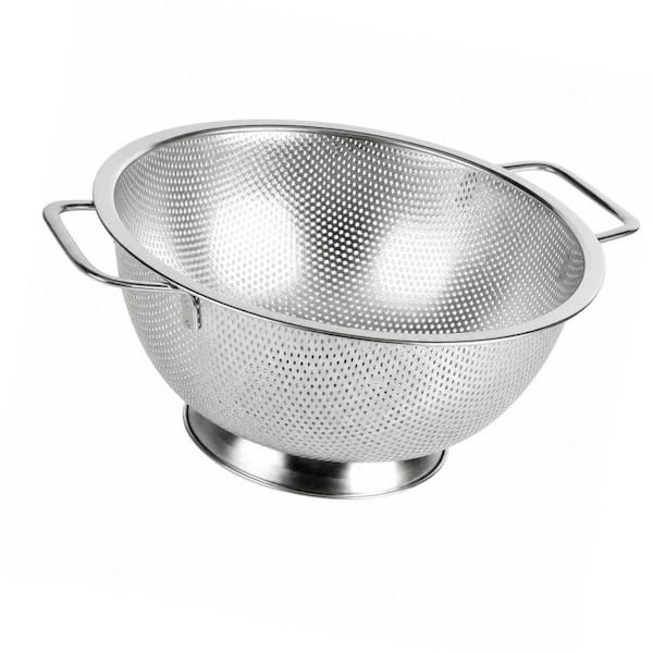 304 Stainless Steel Colander with Fine Mesh and Non-Tip Base, 5 qt. Capacity for Kitchen Draining