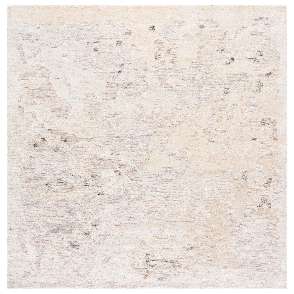 SAFAVIEH Ebony 6 ft. x 6 ft. Beige/Rust High-Low Abstract Square Area ...