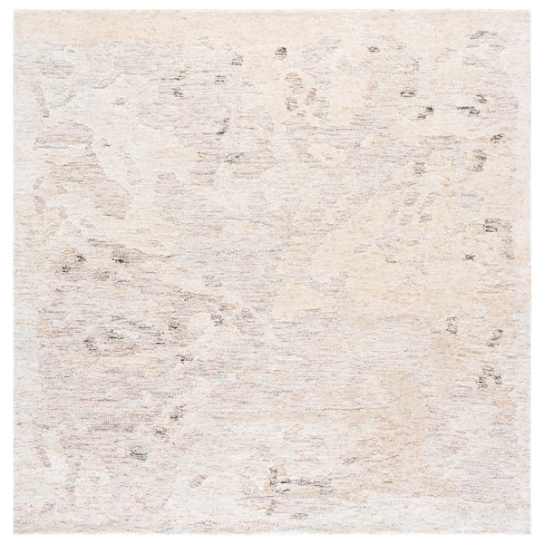 Ebony 6 ft. x 6 ft. Beige/Rust High-Low Abstract Square Area Rug