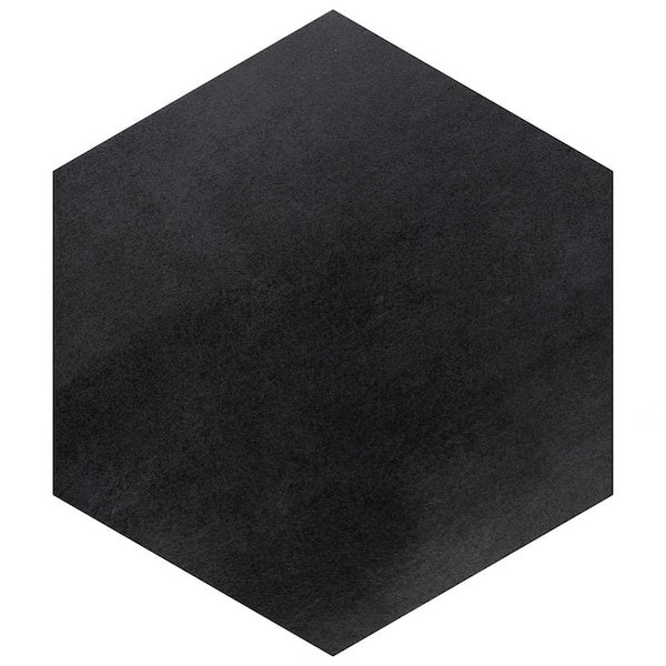 Merola Tile Industrial Hex Black 8-1/2 in. x 9-7/8 in. Porcelain
