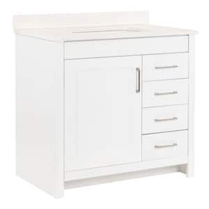 Westcourt 37 in. W x 22 in. D x 39 in. H Single Sink  Bath Vanity in White with Pulsar  Stone Composite Top