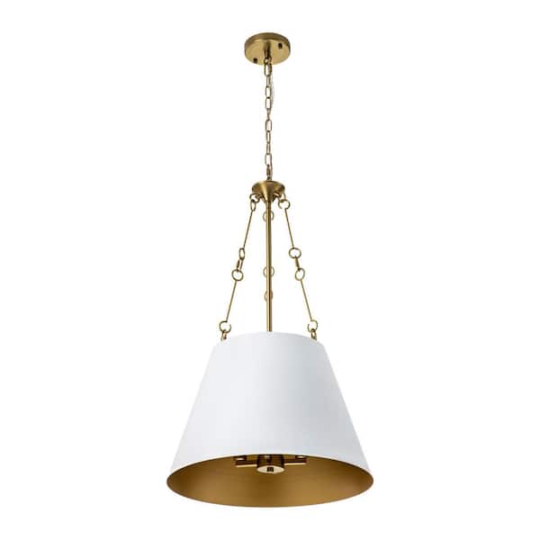 RRTYO Hamilton 4-Light White Kitchen Island Cone Pendant Light