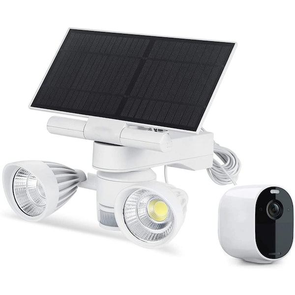 Wasserstein Arlo Floodlight and Solar Panel Charger - Motion-Activated for Arlo Essential Spotlight and XL Spotlight Camera in White