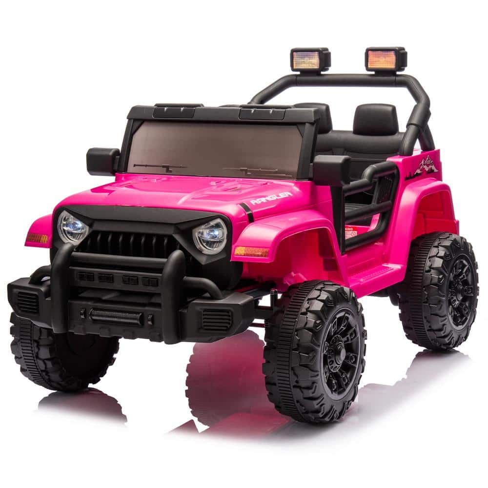 12V Pink Kids Ride-On Car with Bluetooth and LED Headlights