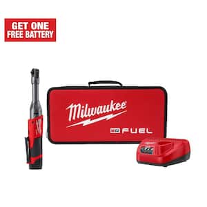 M12 FUEL 12-Volt Lithium-Ion Brushless Cordless 1/4 in. Extended Reach Ratchet Kit with One 2.0 Ah Batteries