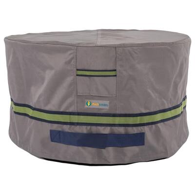 Soteria 32 in. Grey Round Patio Ottoman/Side Table Cover