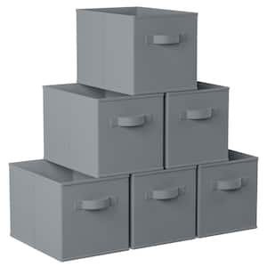 13 in. x 13 in. x 15 in. Gray Cube Storage Bin