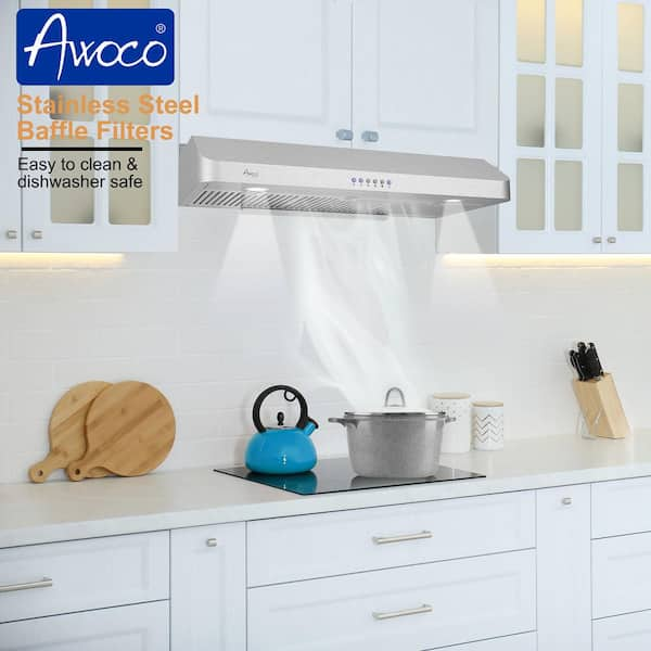 Awoco 36 in. 900 CFM Ducted Under Cabinet Range Hood in Stainless Steel