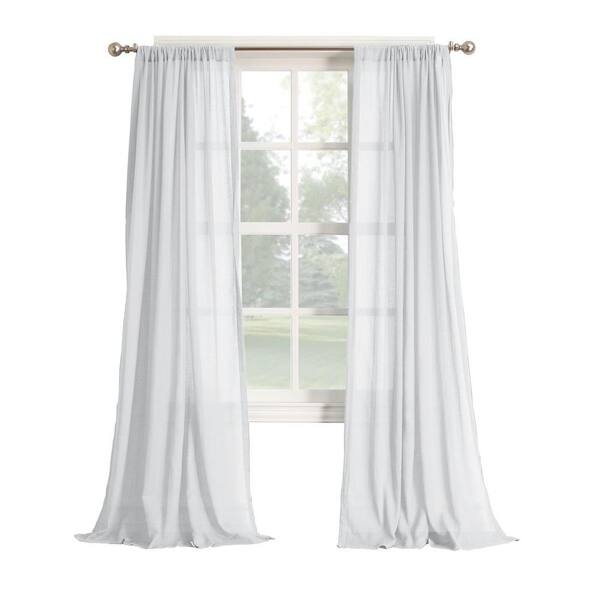 Lichtenberg White Solid Rod Pocket Sheer Curtain 50 In W X 84 L 44041 The Home Depot Lichtenberg White Solid Rod Pocket, Long White Curtains