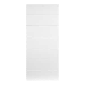 Modern Line Pattern 24 in. x 80 in. MDF Panel White Painted Sliding Barn Door with Hardware Kit
