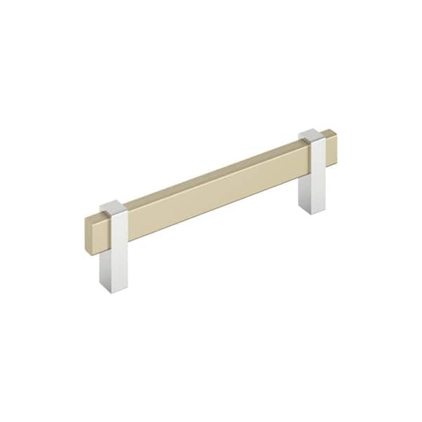 Mulino 5-1/16 in. (128mm) Center-to-Center Modern Golden Champagne/Polished Chrome Bar Cabinet Pull