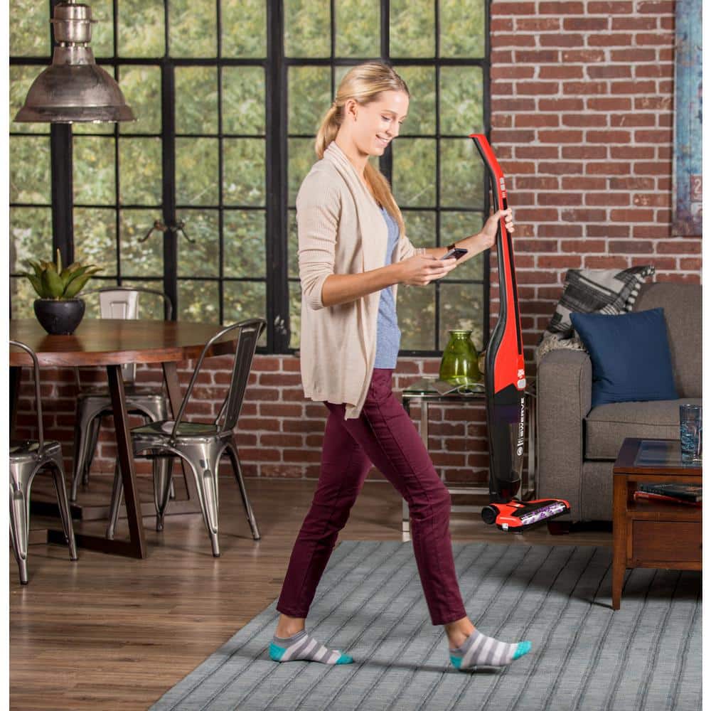 Red Cordless Bagless Stick Vacuum for Pets with Plastic Handle