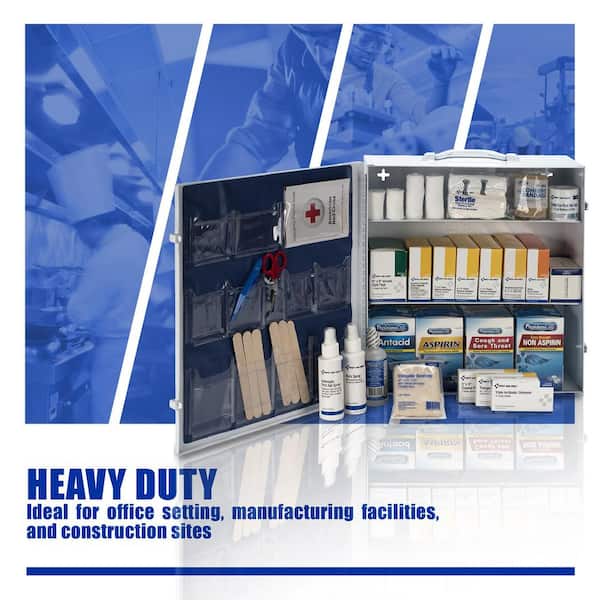 First Aid Only 3-Shelf 100-Person Metal Cabinet, OSHA, First Aid