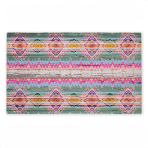 Bright Shabby Chic Boho Multi-Colored 18 in. x 30 in. Polyester Non-Slip Outdoor Door Mat