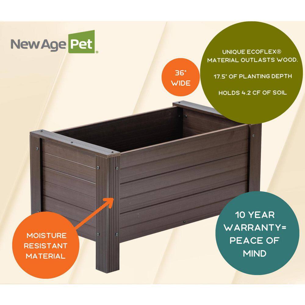 Walnut ECOFLEX Square Outdoor Planter 24" Durable Composite
