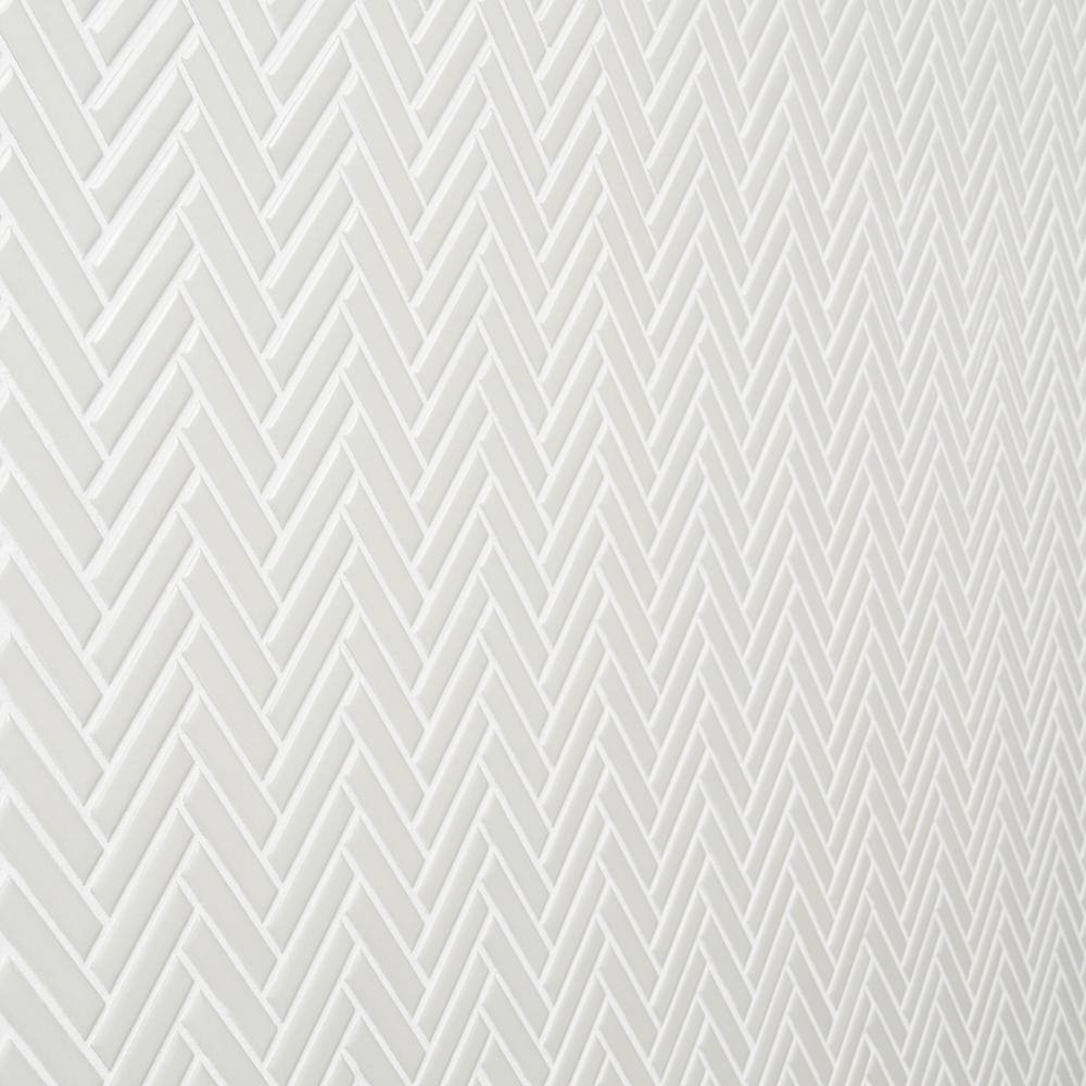 White Herringbone 11x11 Glossy Porcelain Mosaic Tile